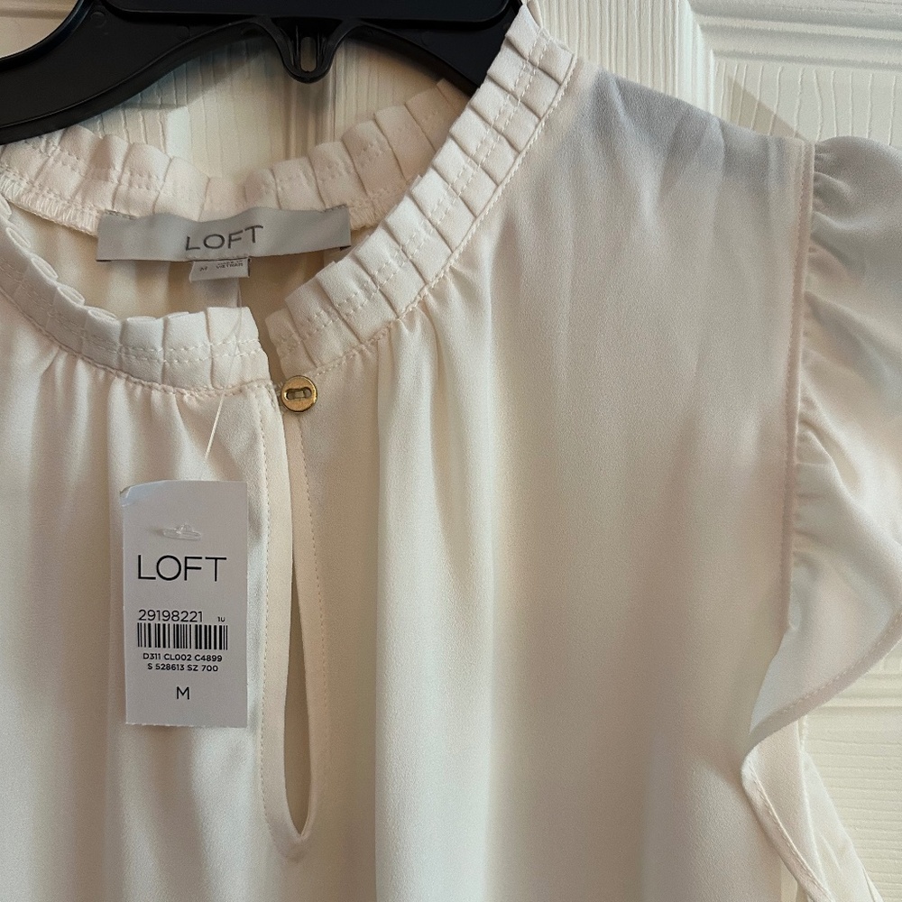 Loft Blouse, Cream, NWT, Women Medium